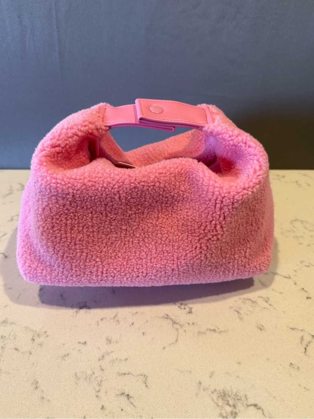 Anthropologie Pink Fuzzy Cosmetic Bag